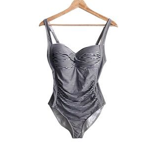 Niptuck Women’s One Piece Swimsuit Striped Navy and White